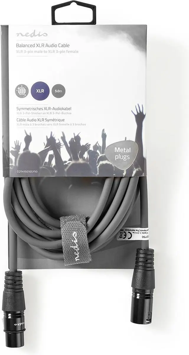 Nedis XLR Kabel 5m - Donkergrijs