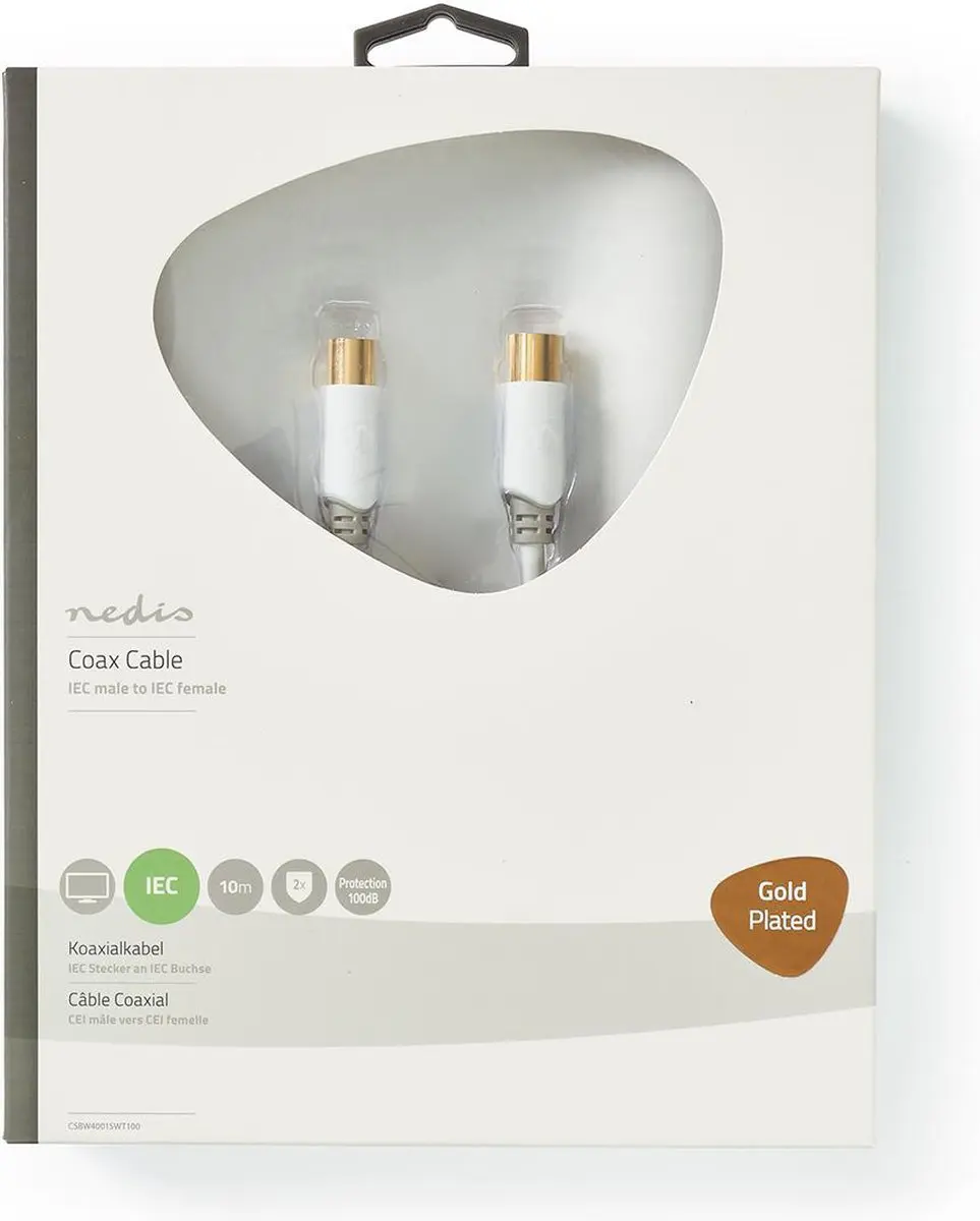 Nedis Coaxkabel IEC Male-Female Verguld 10m - 75 Ohm