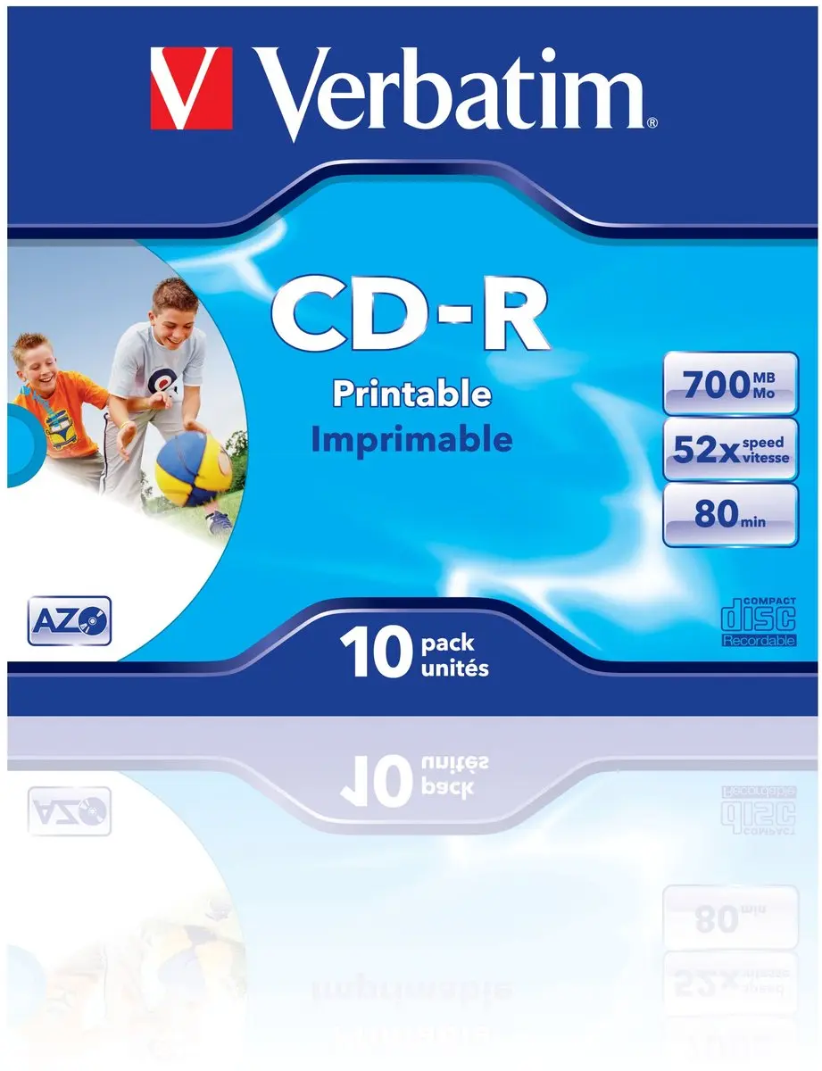 Verbatim 43325 CD-R AZO Wide Inkjet Printable - 10 Stuks