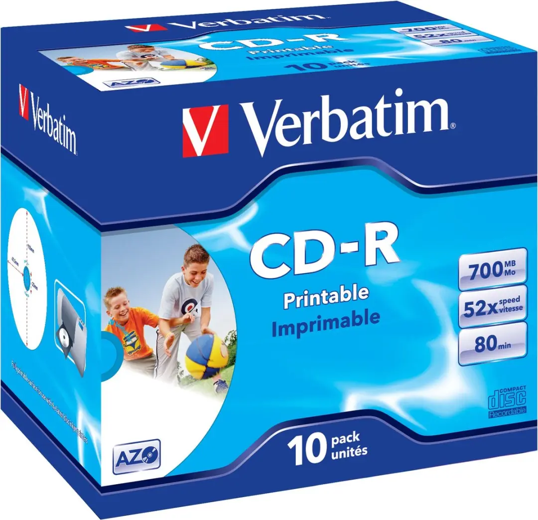 Verbatim 43325 CD-R AZO Wide Inkjet Printable
