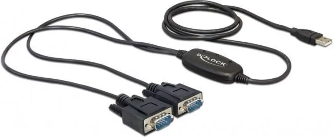 Delock USB 2.0 Adapter 2x Seriële Poort - Zwart