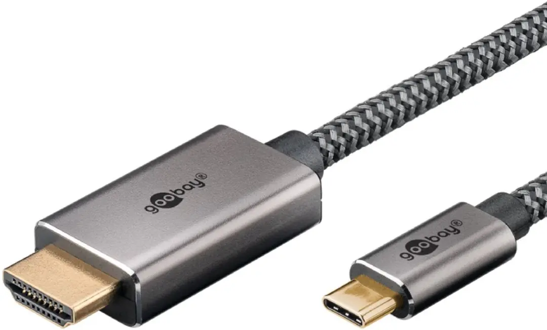 Goobay USB-C naar HDMI 4K 60Hz Kabel - 3m - Aluminium/Nylon