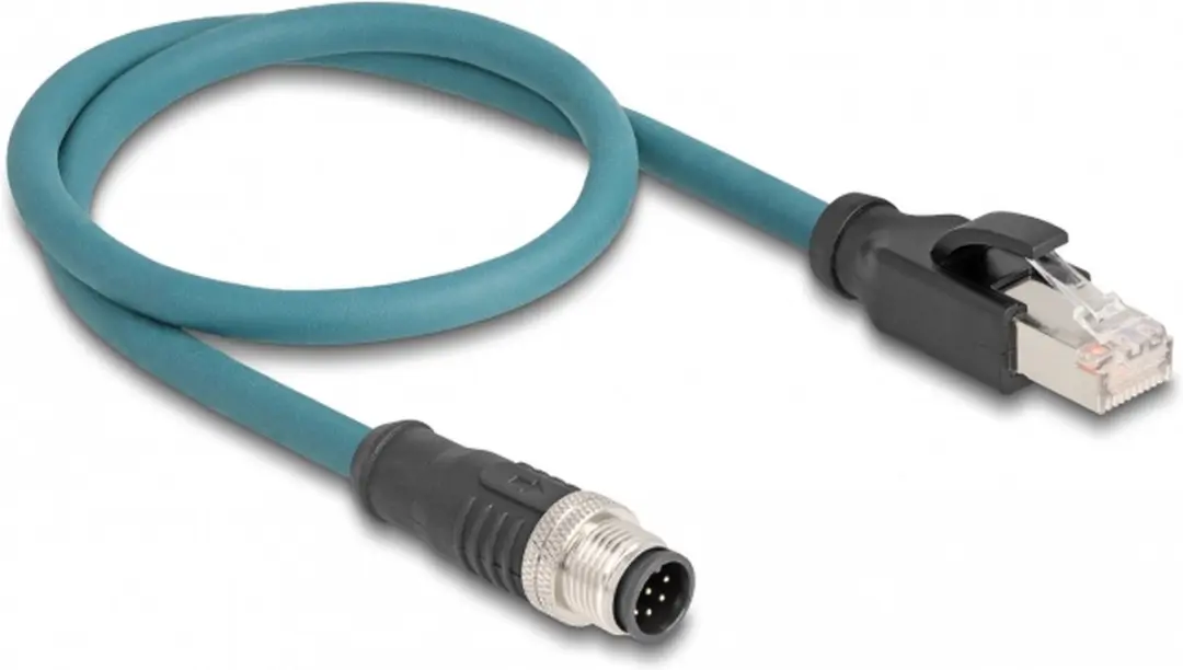 Delock M12 8-pins A-gecodeerd Industriële Netwerkkabel CAT5e 0,5m - Blauw
