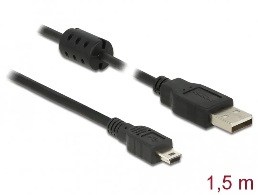 Delock USB 2.0 Kabel A naar Mini-B 1.5m - Zwart