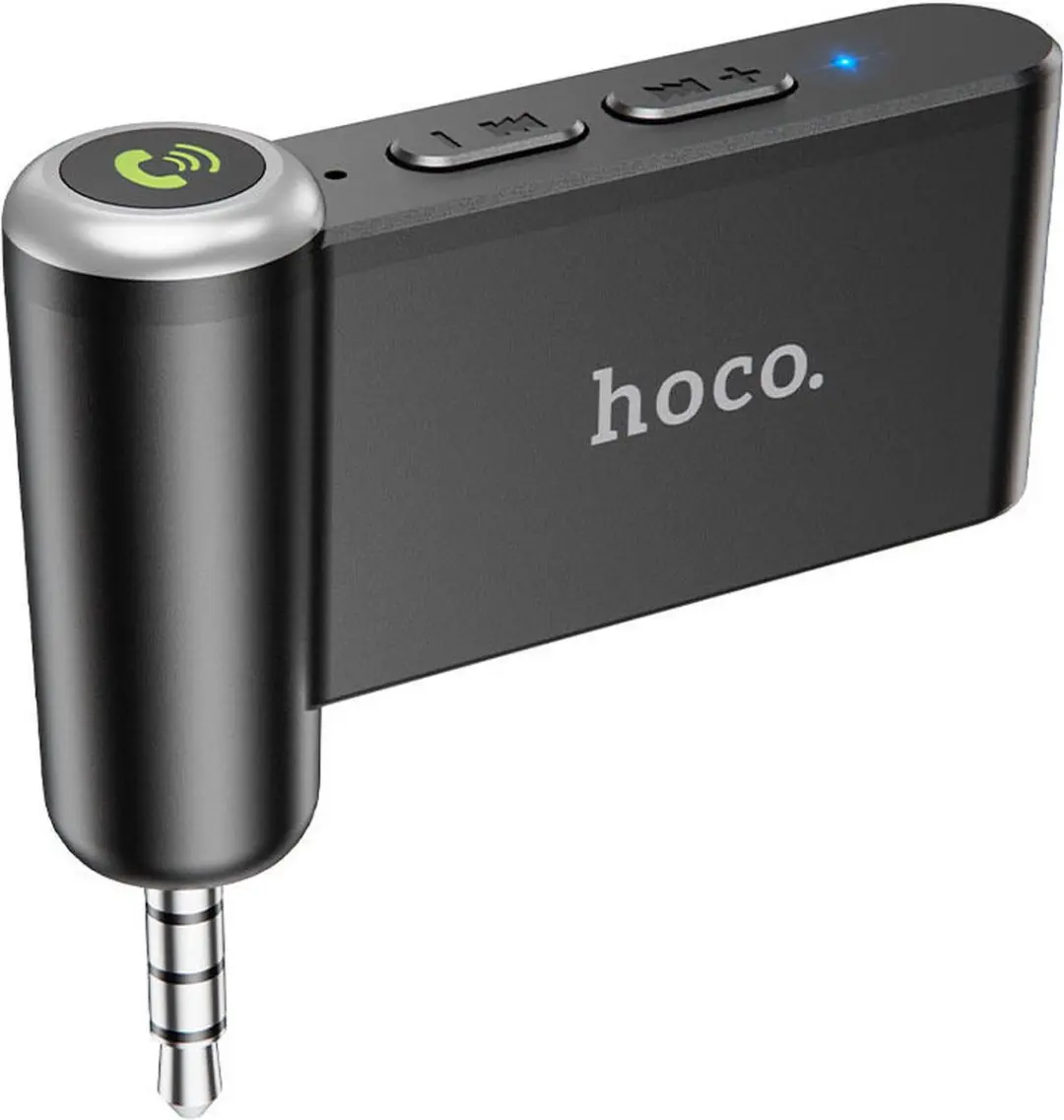 Hoco Bluetooth 5.0 Audio Receiver Auto - 3.5mm AUX - Zwart/Blauw