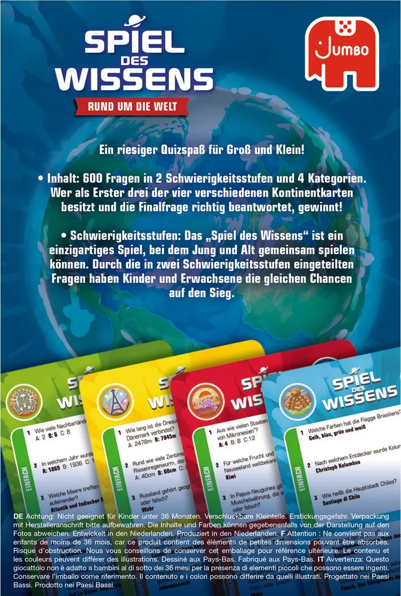 Jumbo Spiel des Wissens Rund um die Welt Kaartspel - 2-4 spelers
