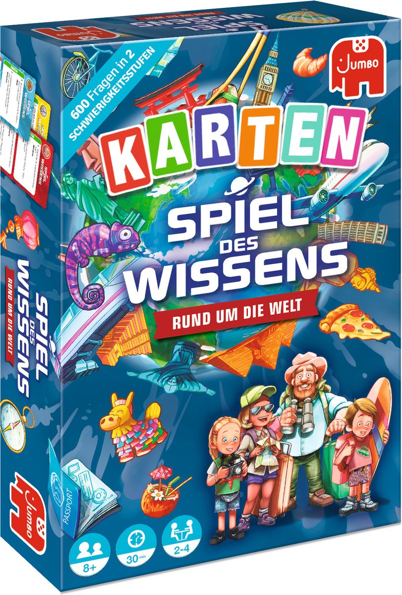 Jumbo Spiel des Wissens Rund um die Welt Kartenspiel, Kaartspel, Leren, 8 jaar, 30 min, 30 min, Familiespel