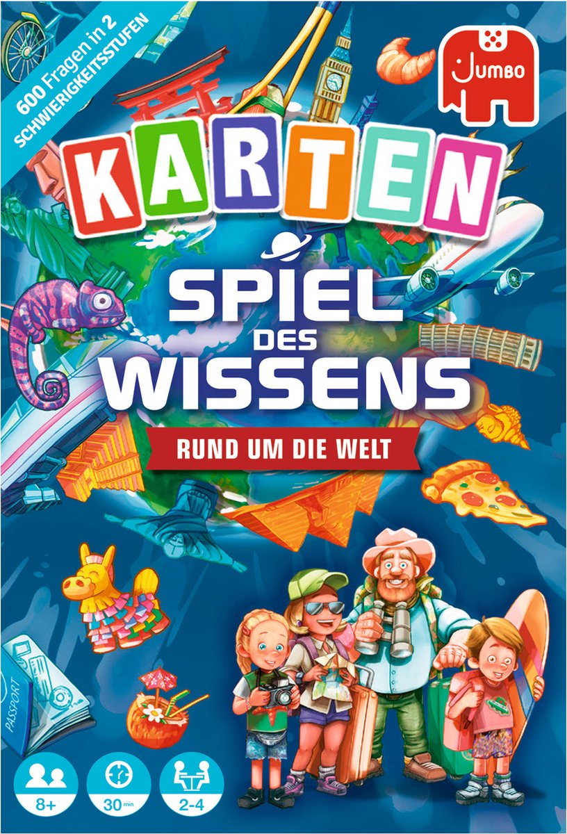 Jumbo Spiel des Wissens Rund um die Welt Kartenspiel, Kaartspel, Leren, 8 jaar, 30 min, 30 min, Familiespel