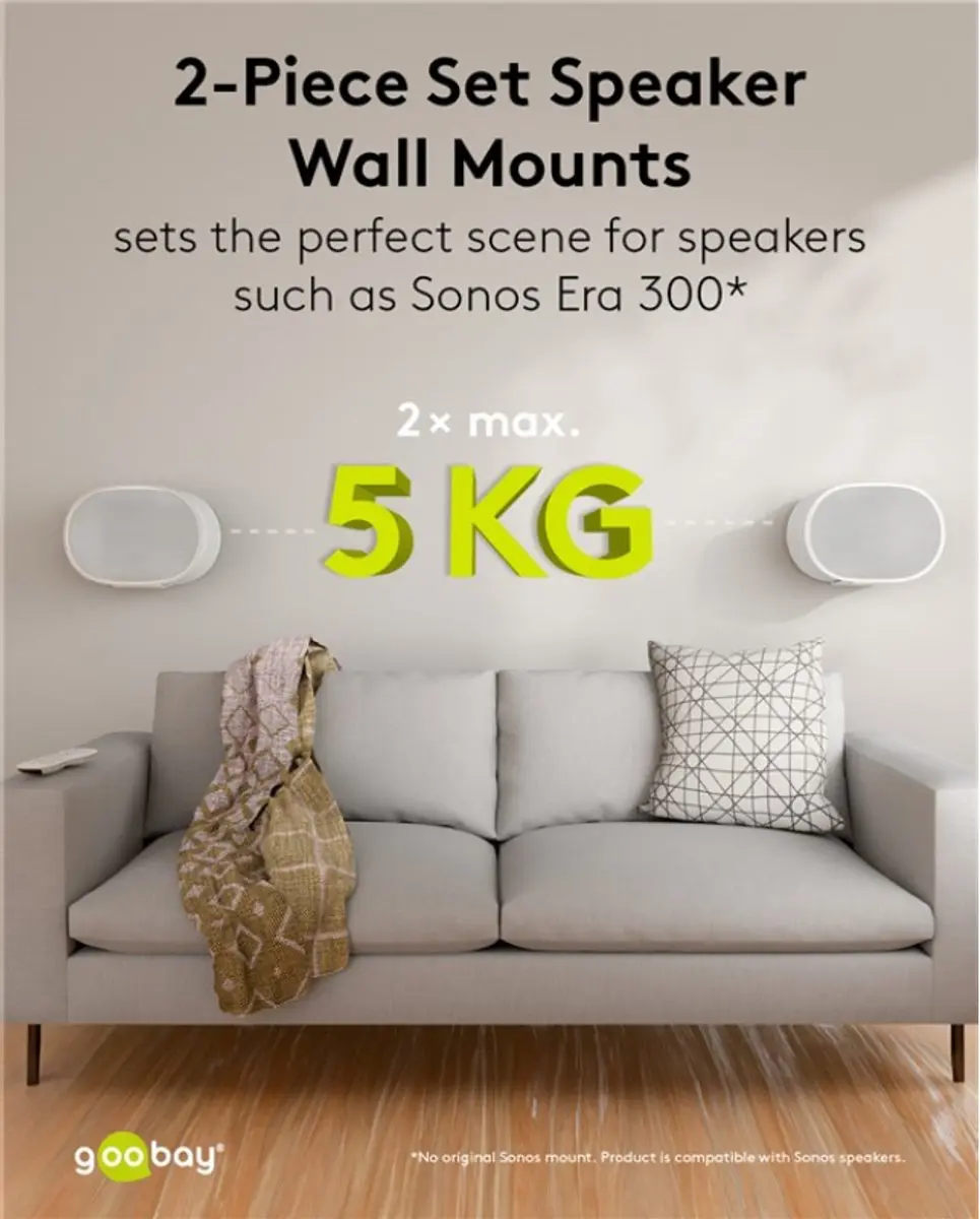 Goobay Muurbeugel Set voor Sonos Era 300 - Full Motion - 2 Stuks - Wit