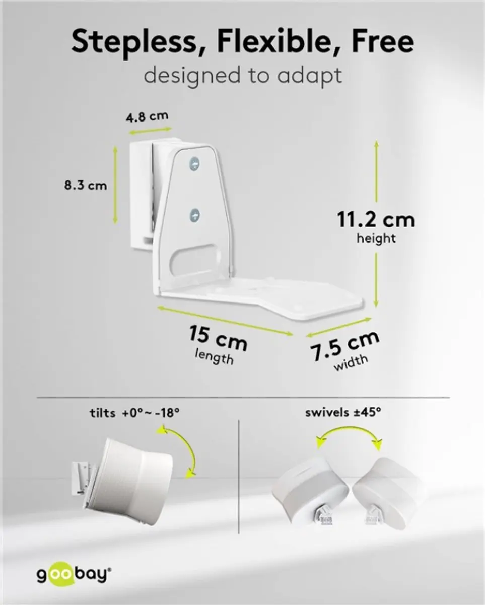 Goobay Muurbeugel Set voor Sonos Era 300 - Full Motion - 2 Stuks - Wit