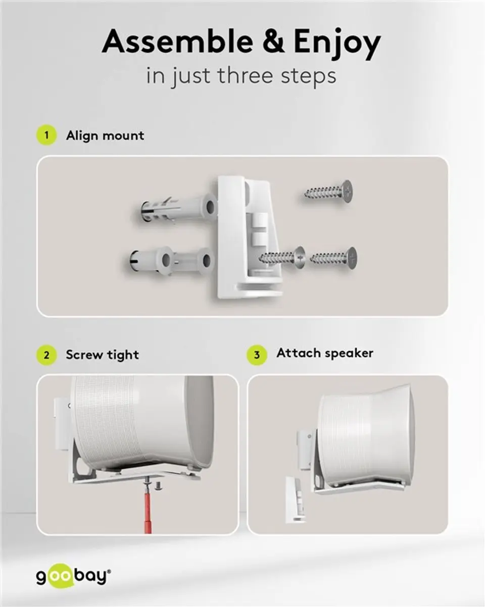 Goobay Muurbeugel Set voor Sonos Era 300 - Full Motion - 2 Stuks - Wit - afbeelding 6 van 6