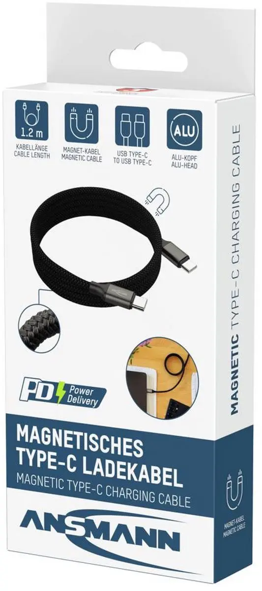Ansmann USB-C-kabel 1700-0186 - 1.2m - Zwart