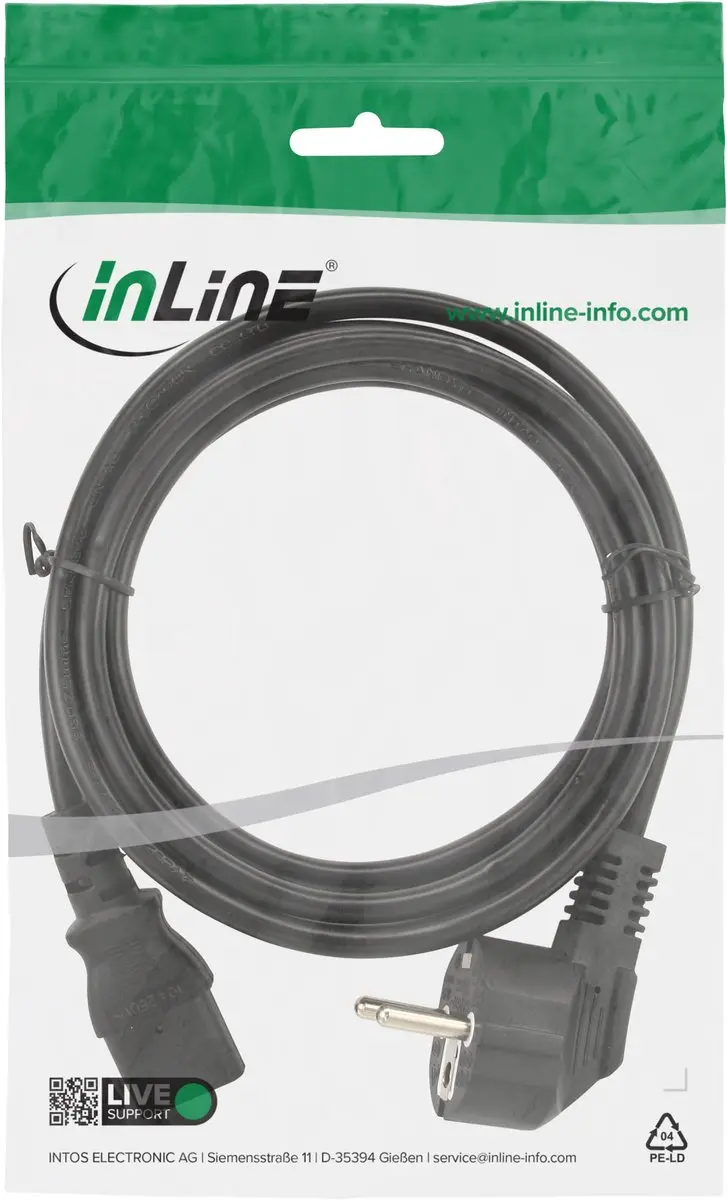 InLine C13 CEE 7/7 Stroomkabel 3x0,75mm - 0,3m - Zwart