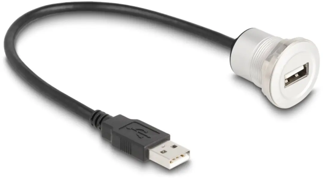 Delock USB 2.0 Type-A Vrouwelijk 30cm - Aluminium - Zwart/Zilver