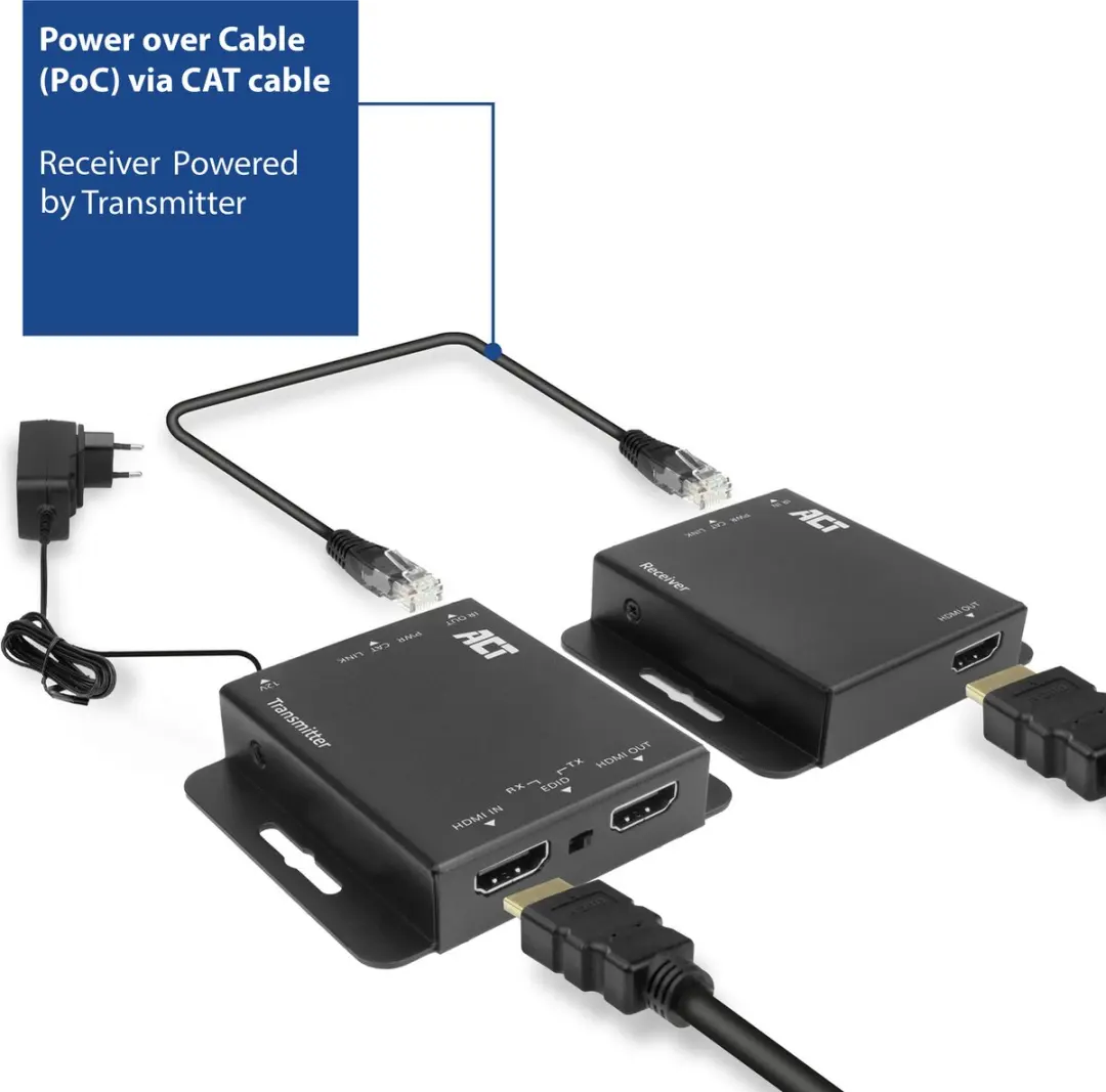 ACT AC7801 4K HDMI Extender Set - 40m CAT6 - IR - Zwart - afbeelding 6 van 6