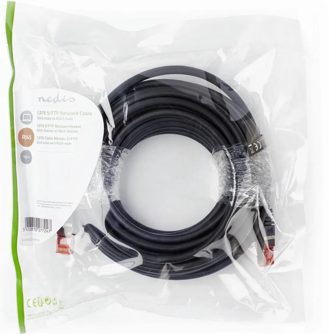 Nedis CAT6 Netwerkkabel 10m - S/FTP - Zwart
