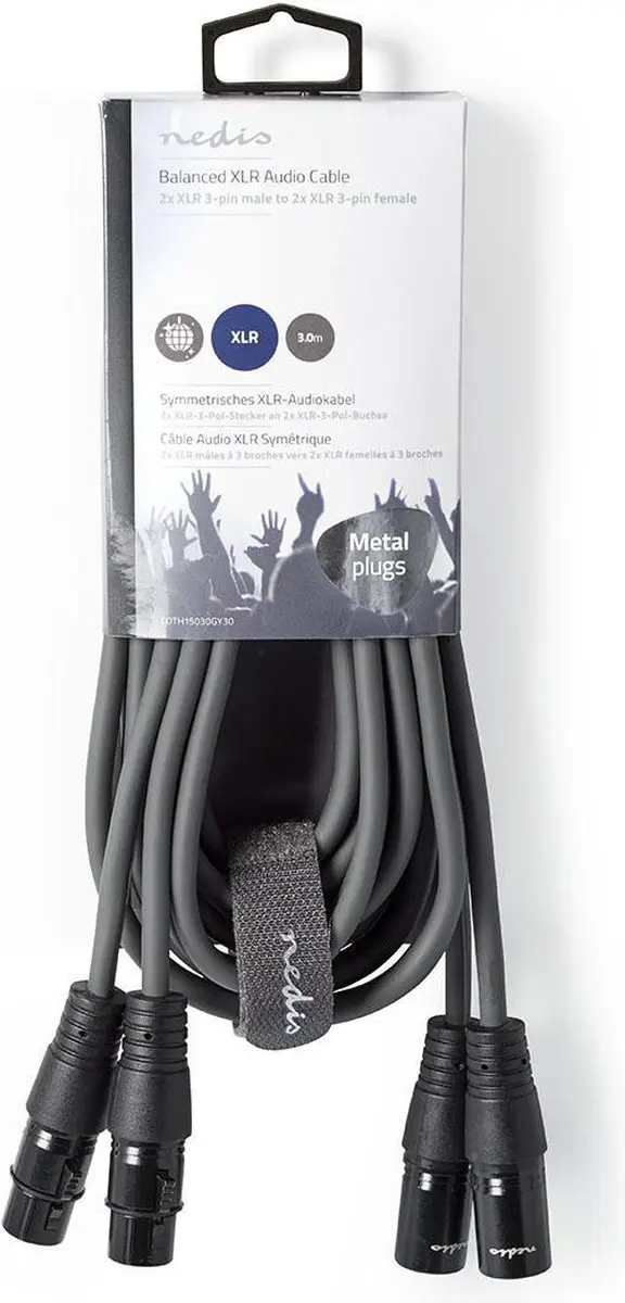 Nedis Gebalanceerde Audiokabel XLR 3.0m - Donkergrijs