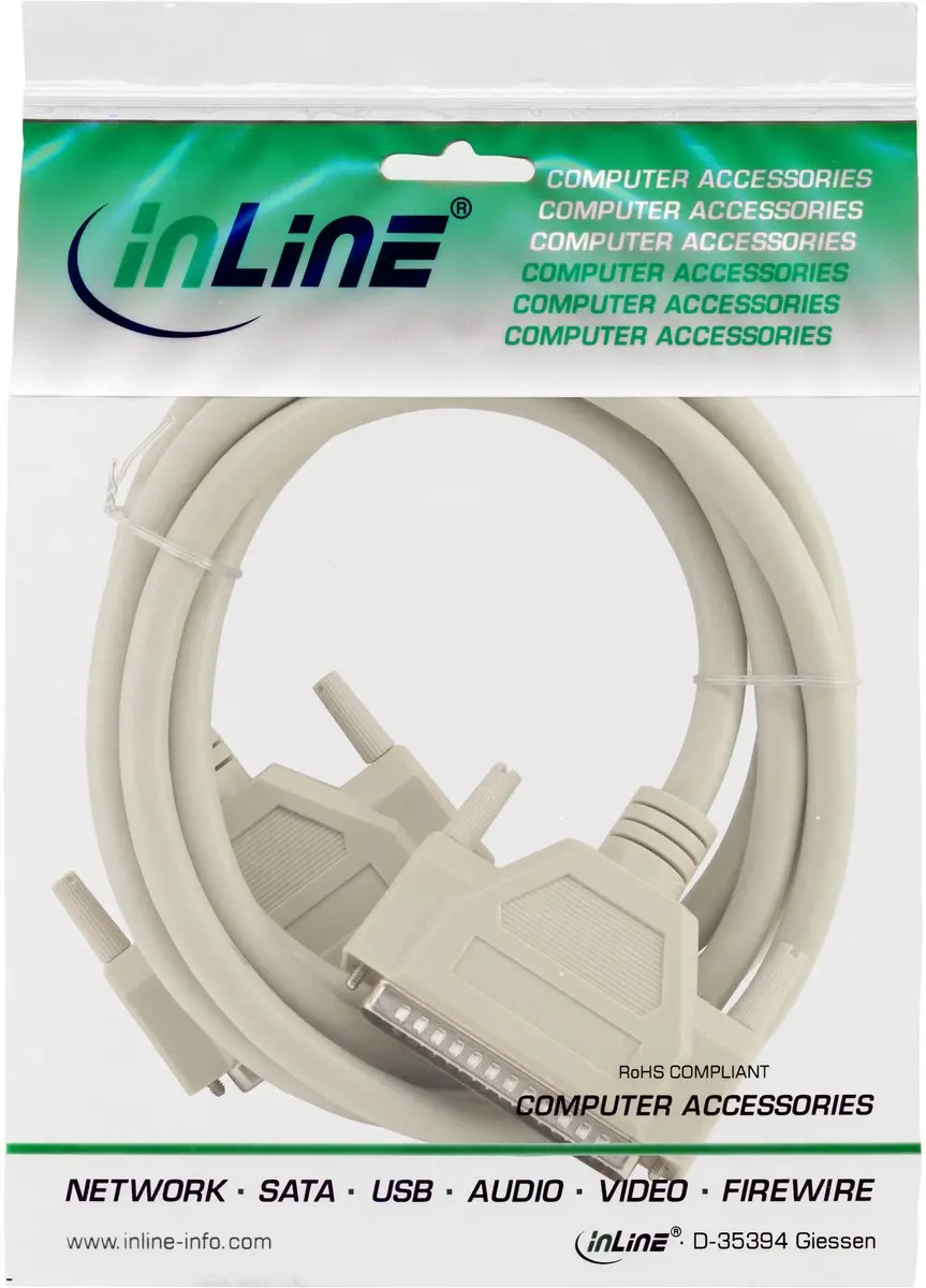 InLine 37-pins SUB-D Premium Seriële Kabel 3m - Beige
