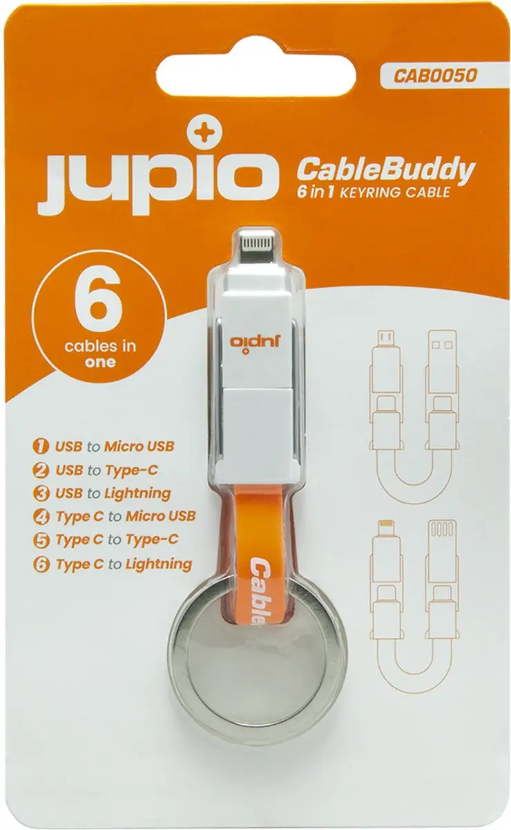 Jupio Cablebuddy Multicable 6-in-1 - Wit/Orange