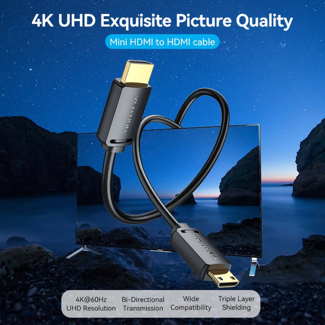 Vention AGHBG HDMI Kabel Type C naar Type A - 1,5m - Zwart