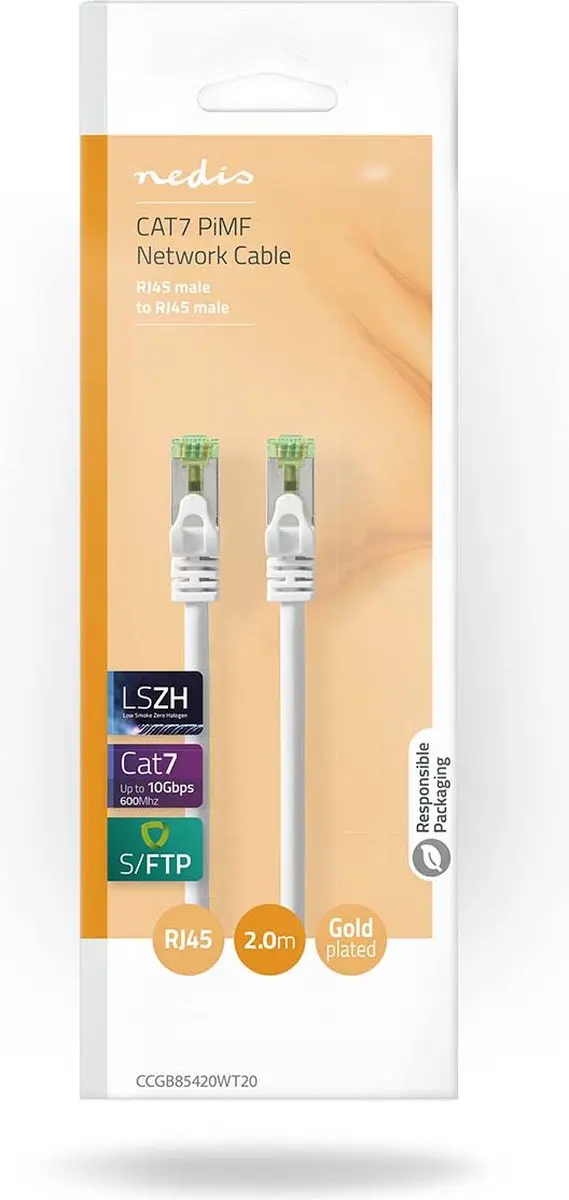 Nedis CAT7 Netwerkkabel CCGB85420WT10 - 1m - Wit