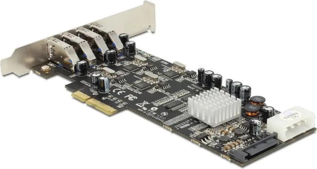 Delock PCIe x4 Kaart 4x USB 3.0 Quad Channel - Zilver/Zwart/Blauw