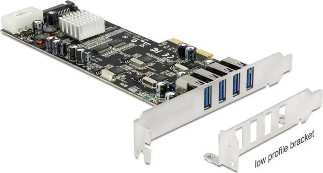 Delock PCIe x4 Kaart 4x USB 3.0 Quad Channel - Zilver/Zwart/Blauw