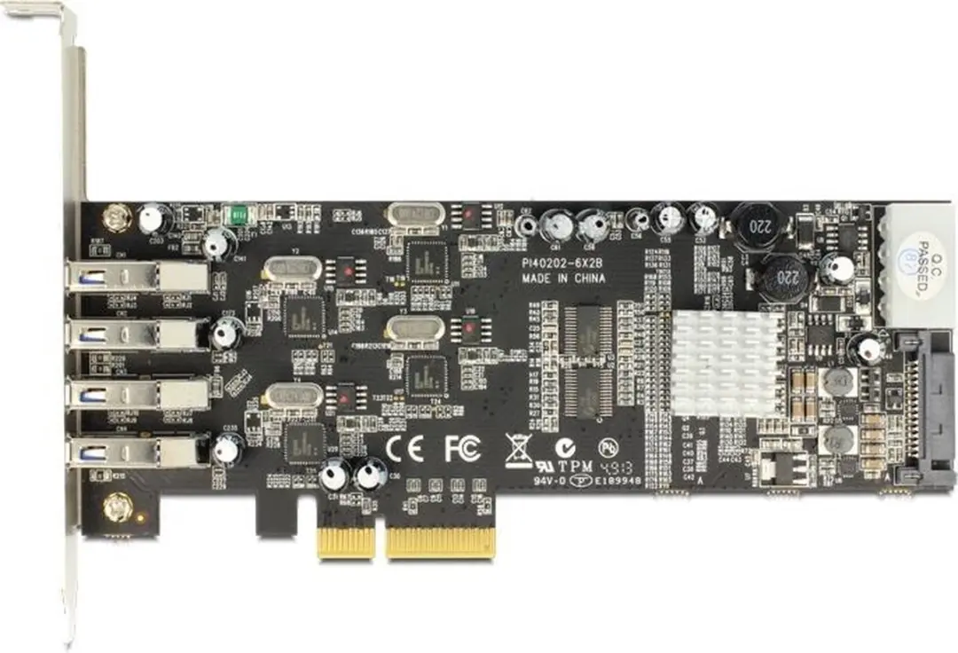 Delock PCIe x4 Kaart 4x USB 3.0 Quad Channel - Zilver/Zwart/Blauw