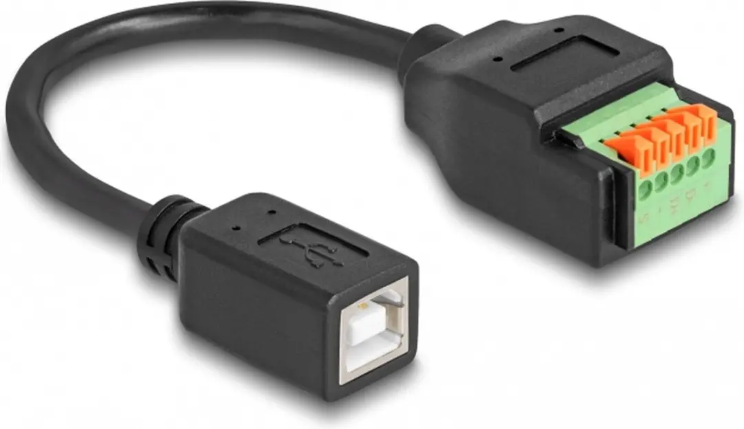Delock USB 2.0 Type-B naar Terminal Block Adapter 15cm - Zwart