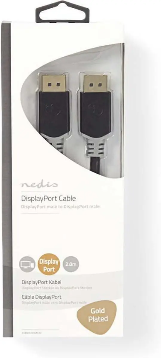 Nedis DisplayPort Kabel CCBW37000AT20 - 4K@60Hz - 2m - Verguld - Antraciet