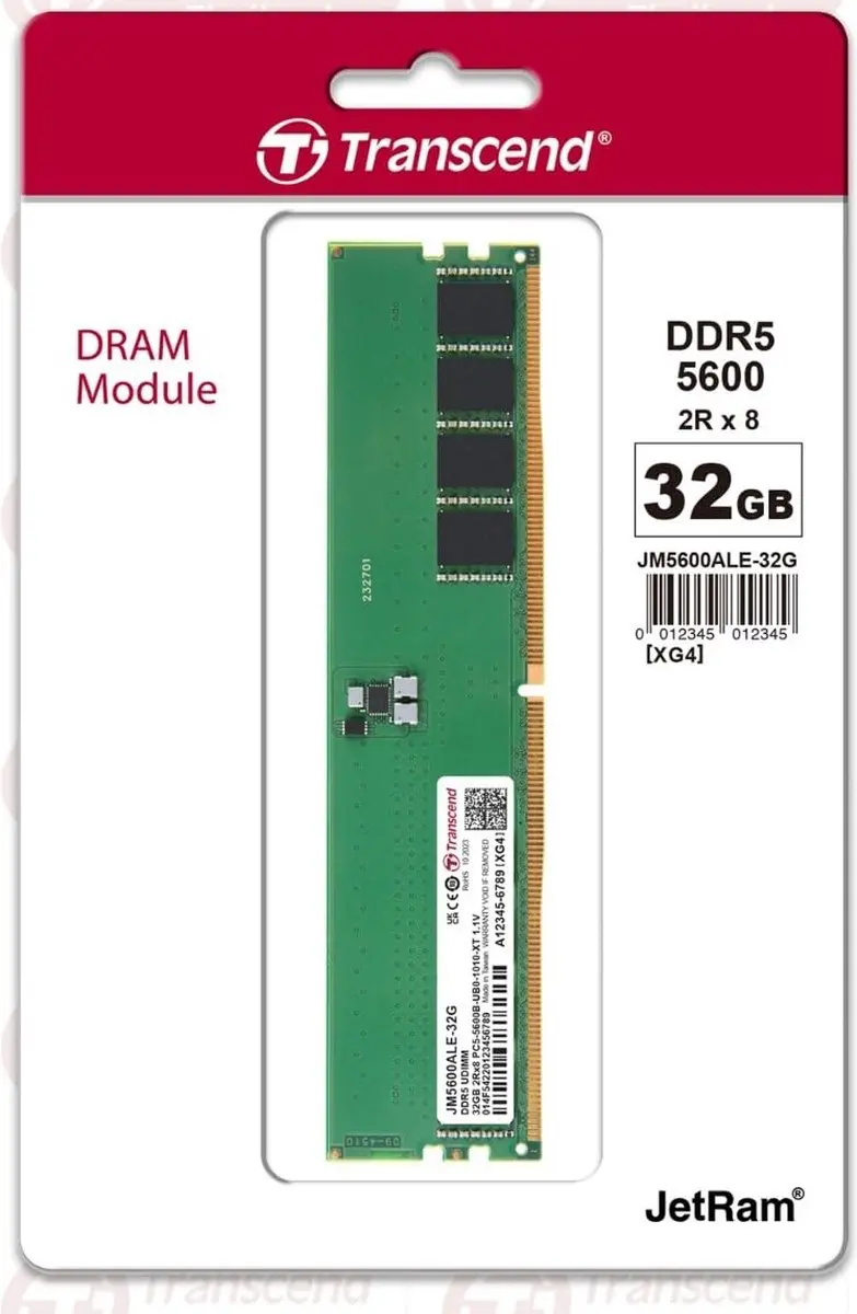 Transcend JetRam JM5600ALE-32G DDR5 ECC Geheugen 32GB