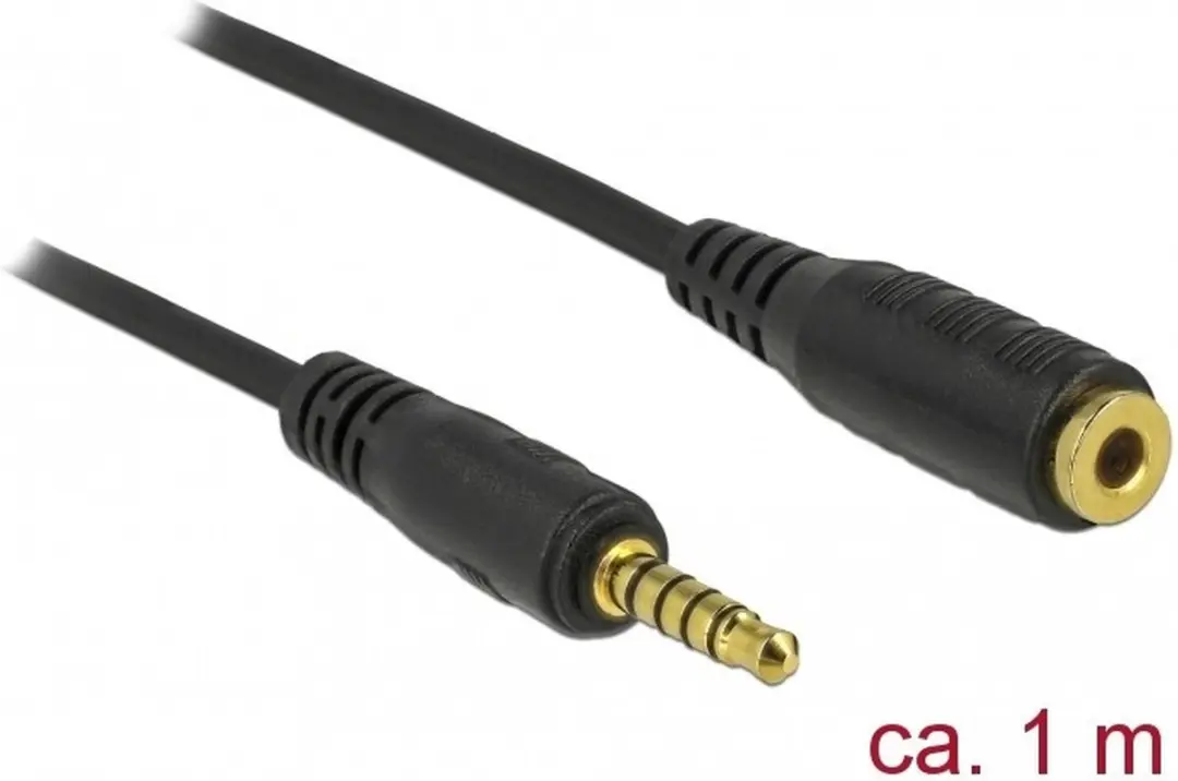 Delock 3,5mm Jack 5-polig Audio Verlengkabel - 1m - Zwart