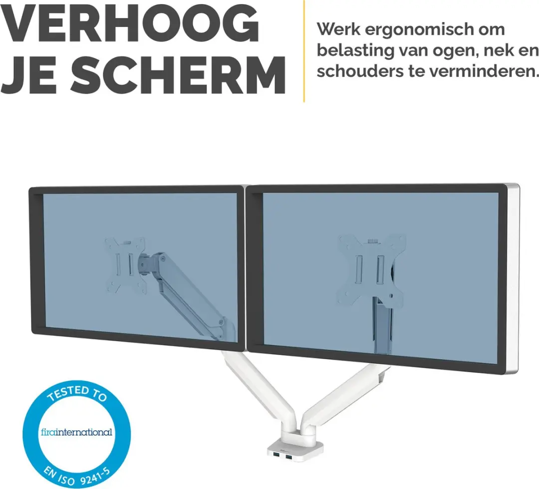 Fellowes Platinum Monitorarm 2 Schermen - Tot 8 kg - Wit