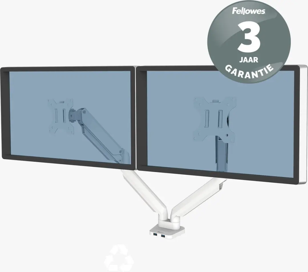 Fellowes Platinum Monitorarm 2 Schermen - Tot 8 kg - Wit