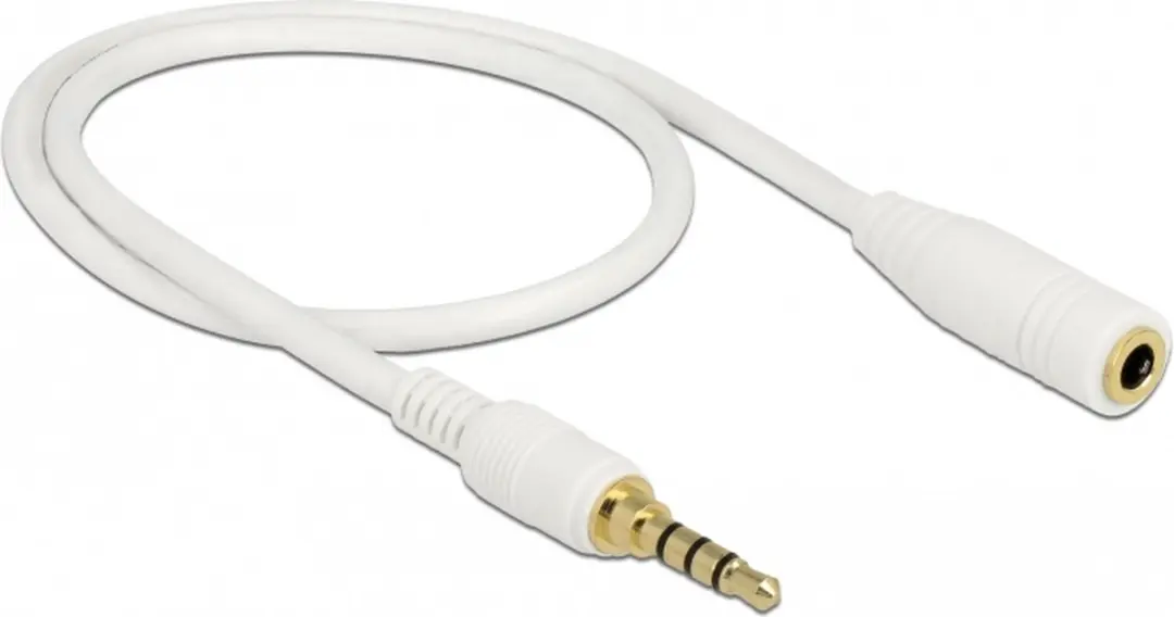 Delock 3,5mm Jack 4-polig Audio/Video Verlengkabel AWG24 - 0,5m - Wit
