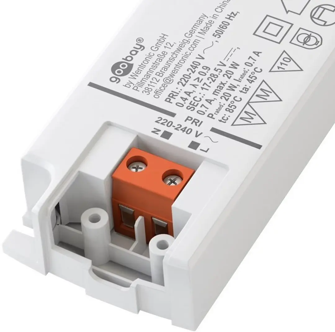 Goobay LED-transformator 17-28,5V DC 12-20W - Wit/ Groen