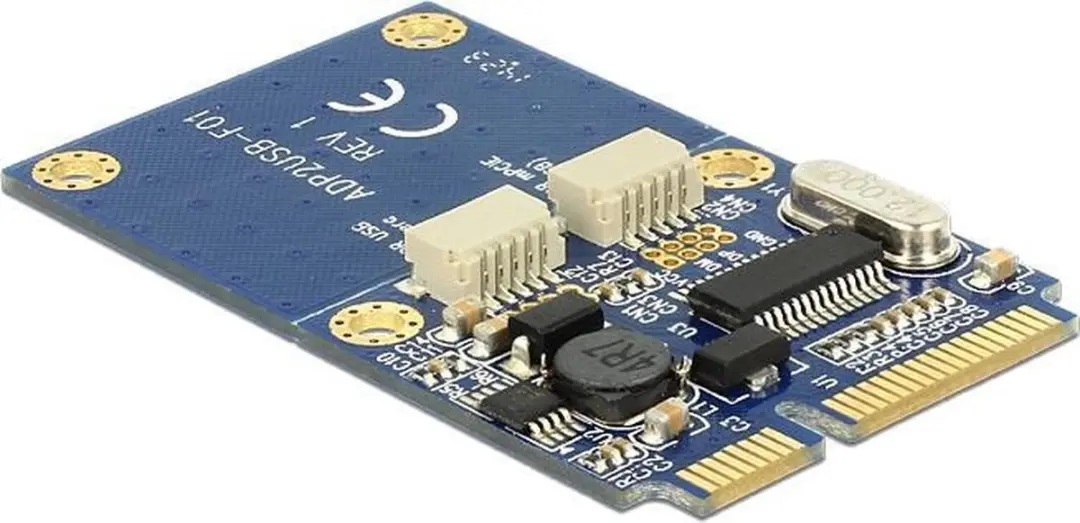 Delock Mini PCIe I/O Kaart 2x USB 2.0 Type-A - Zwart/Blauw