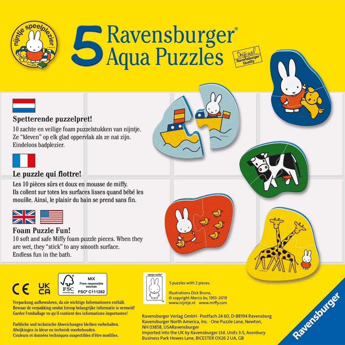 Ravensburger Nijntje Aqua Puzzel - 10 Stuks - Multicolor
