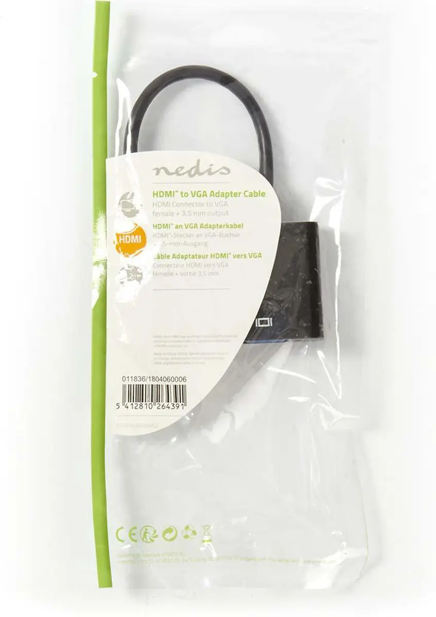 Nedis HDMI naar VGA Kabel 0.2m - Zwart