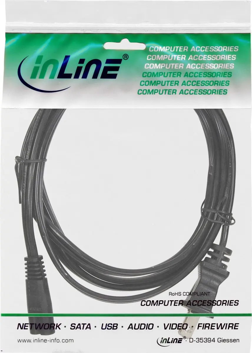 InLine USA Stroomkabel C7 - 1,8m - Zwart