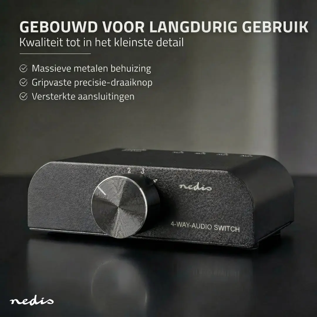Nedis Analoge Audio-Switch ASWI2424AT - 4-Poorts - Antraciet
