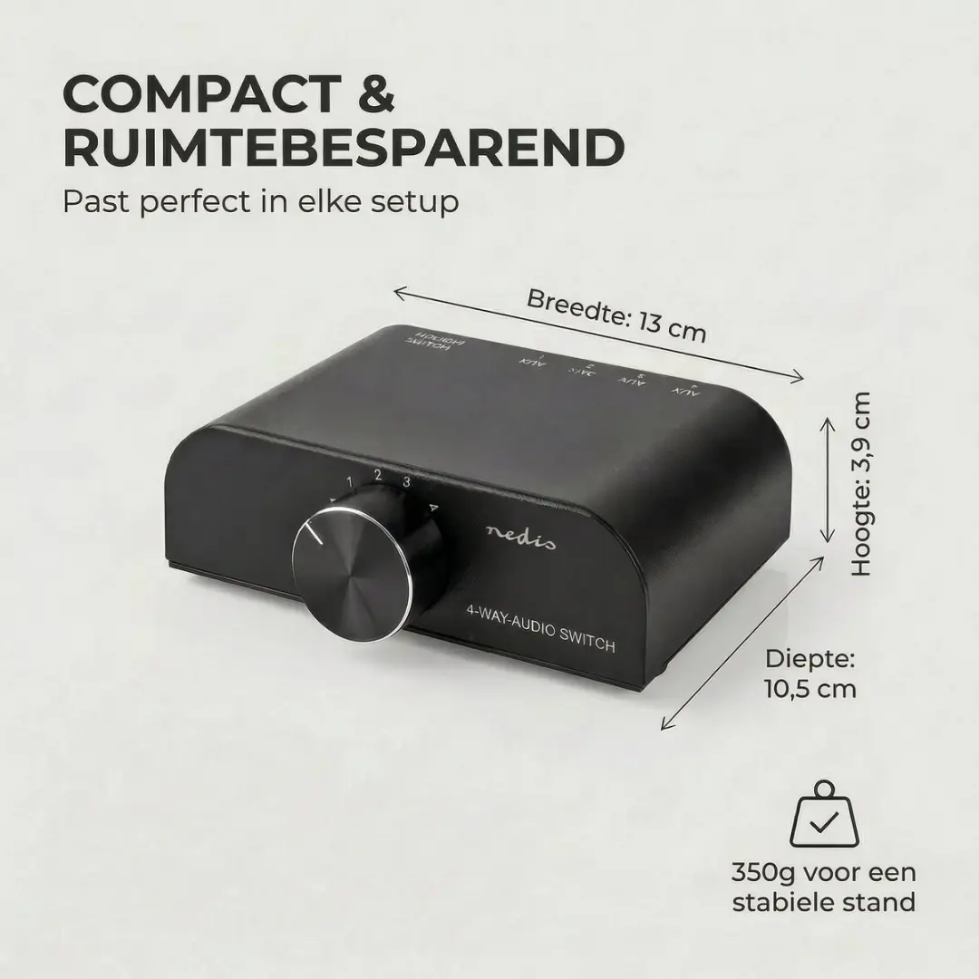 Nedis Analoge Audio-Switch ASWI2424AT - 4-Poorts - Antraciet - afbeelding 6 van 6
