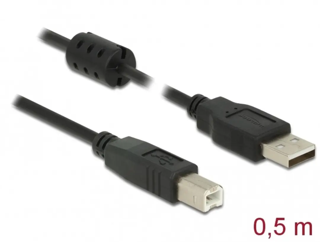 Delock USB 2.0 Kabel A-male naar B-male 0,5m