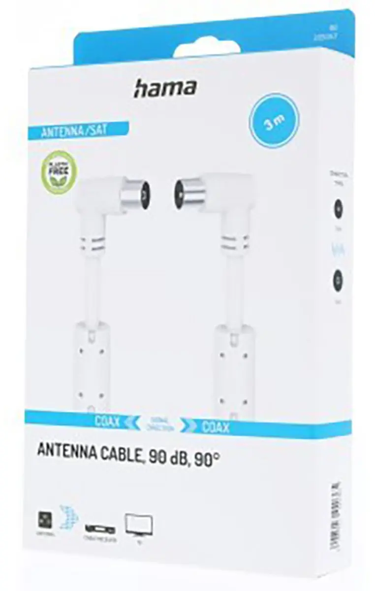 Hama Coaxkoppeling 90° 3,0m - 90dB - Wit
