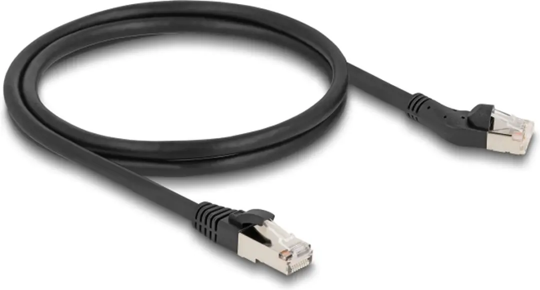 Delock RJ45 Cat.8.1 Kabel 40Gbps 1m - 45° Links - Zwart