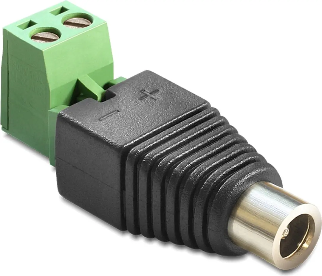 Delock DC 2.1x5.5mm 2p Kabeladapter - Zwart/ Groen