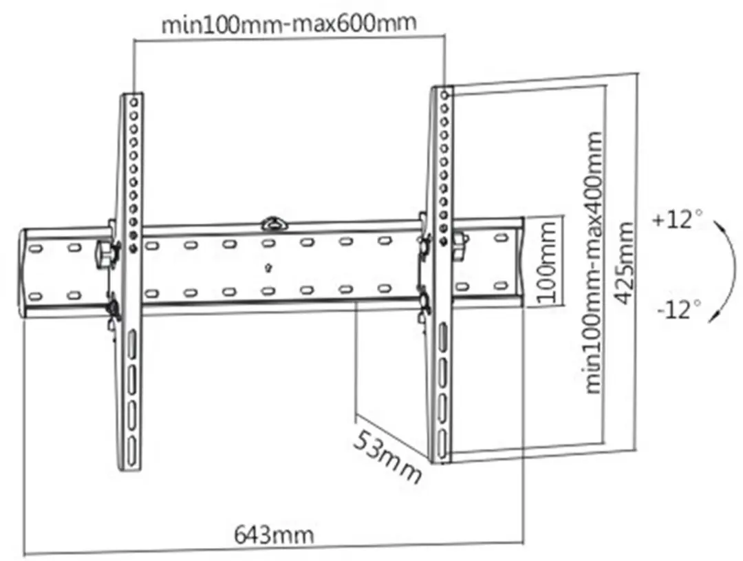 Gembird TV-muurbeugel 70 inch - Kantelbaar - Zwart