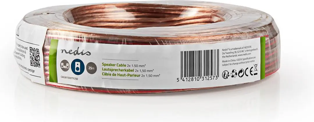 Nedis Speaker-Kabel CAGW1500TR250 - 2x1.50mm² CCA - 25m Transparant