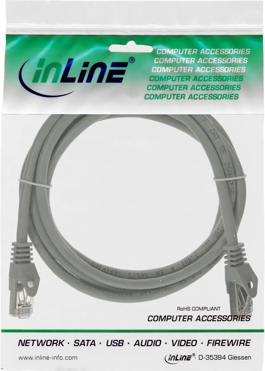InLine Patchkabel Cat.5e SF/UTP Grijs 0,3m