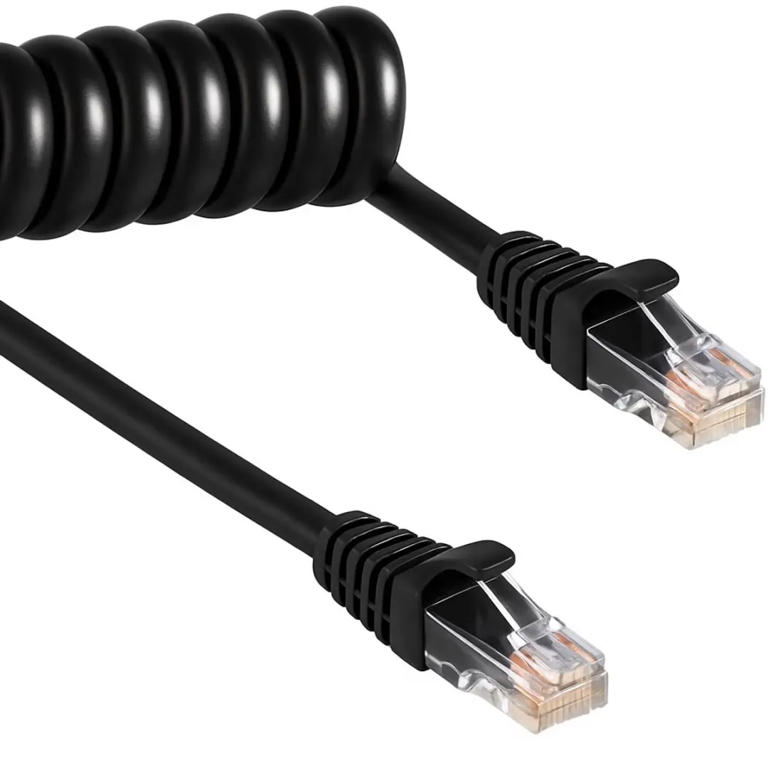 Delock RJ45 Coiled Kabel Cat.5e 3m - Zwart
